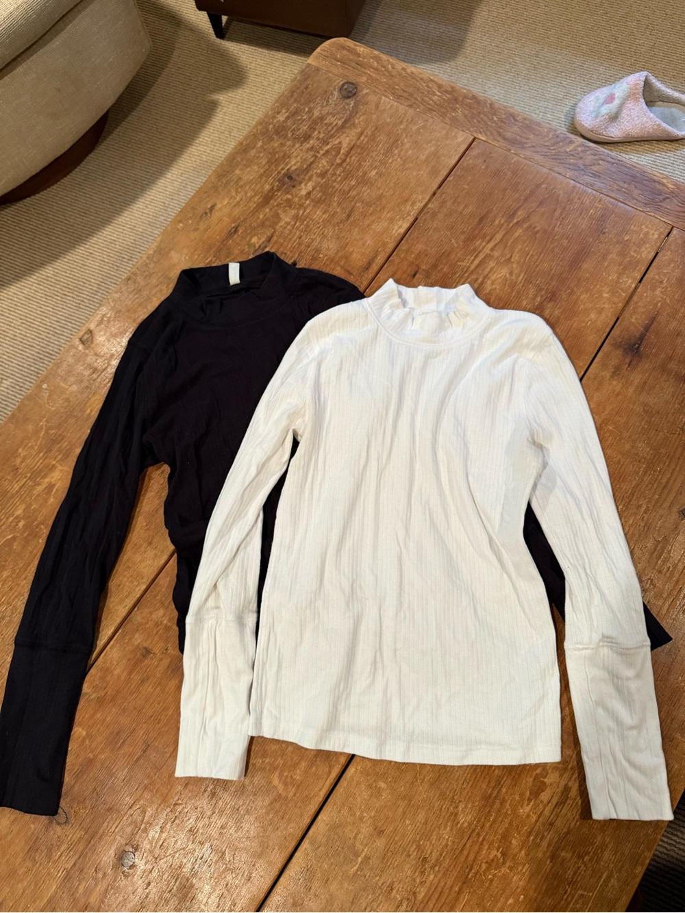 Free People Intimately Rickie Ribbed Mock Neck Tops Black & White Bundle
